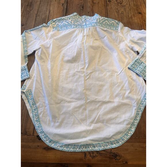 Gretchen Scott Tunic Top Size Small Embroidered Blouse Shirt Coastal Boho - Picture 10 of 16
